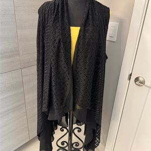 Elegant Black Lace long Vest . Women's Size XL